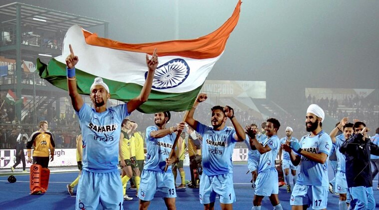 Lucknow: Indian players celebrate after defeating Australia in the Junior World Cup Hockey semifinal match in Lucknow on Friday. PTI Photo (PTI12_16_2016_000323B) *** Local Caption ***