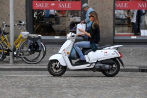 modern woman on a motorbike