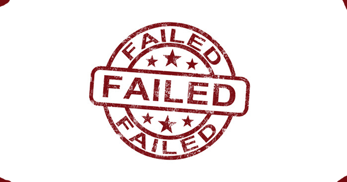 Failed Stamp Showing Reject Crisis Or Failure.