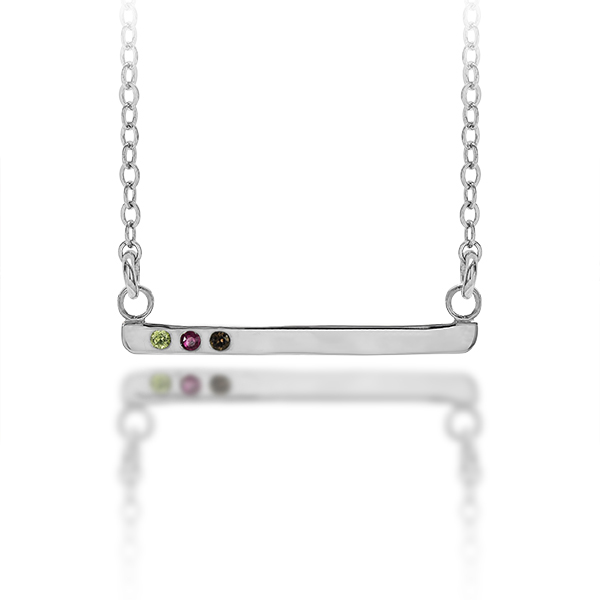Personalized Multi Stone Bar Necklace