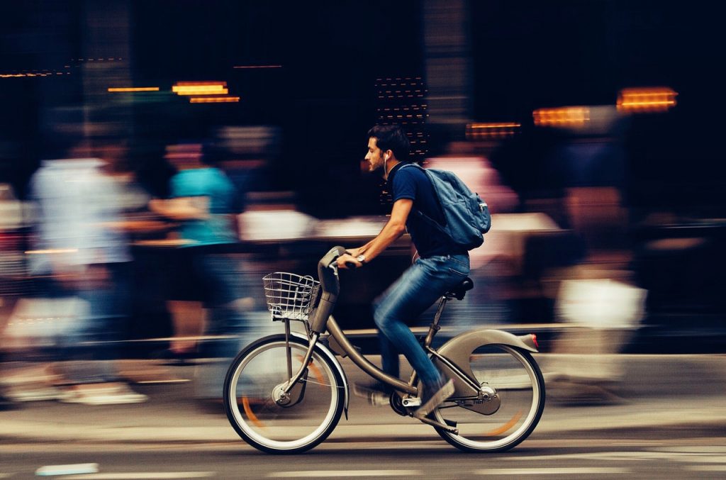 man riding bicycle