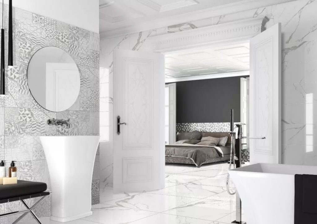 white porcelain tile