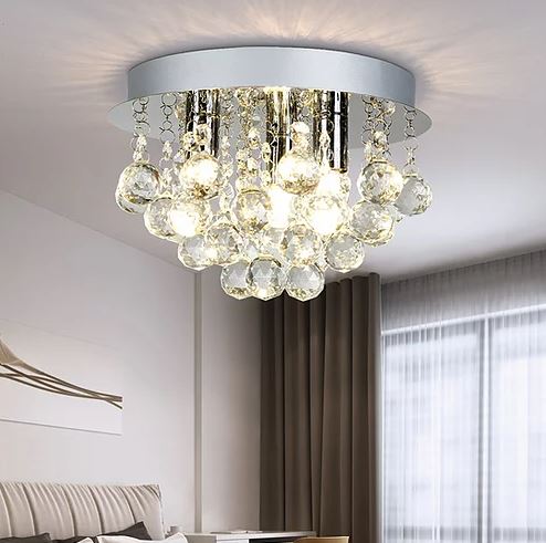 semi flush crystal ceiling lights