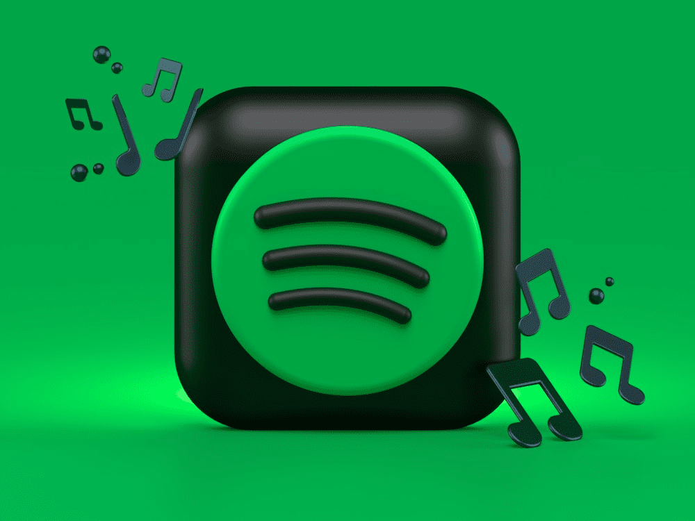 Green and black logo illustration of Spotify.