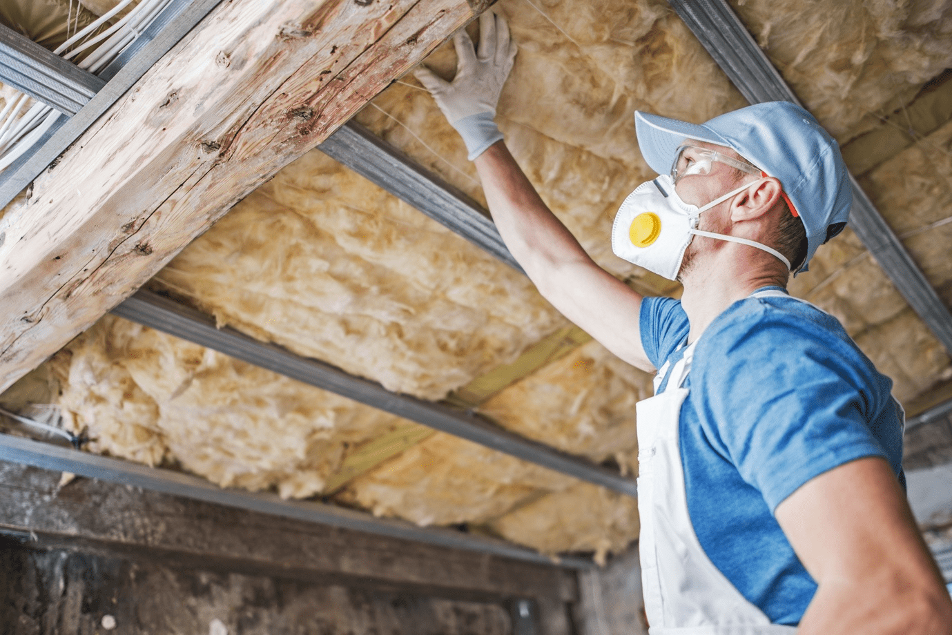  worker insulating a home.
