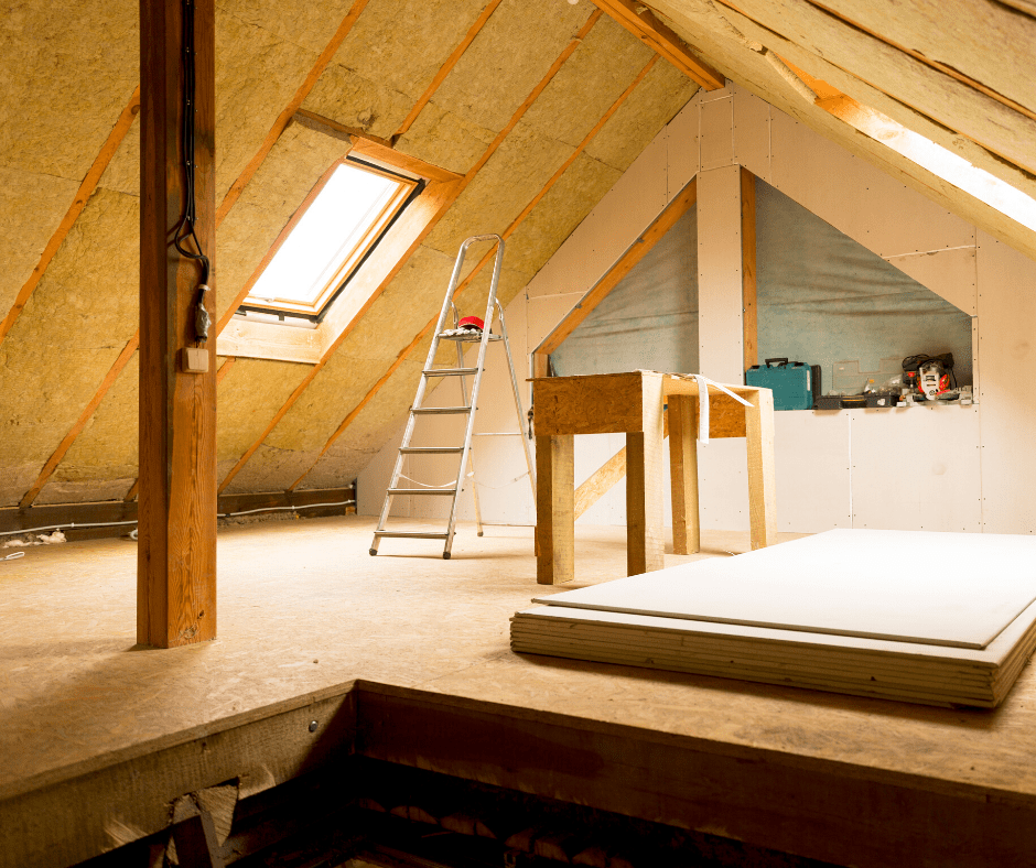  worker insulating a home