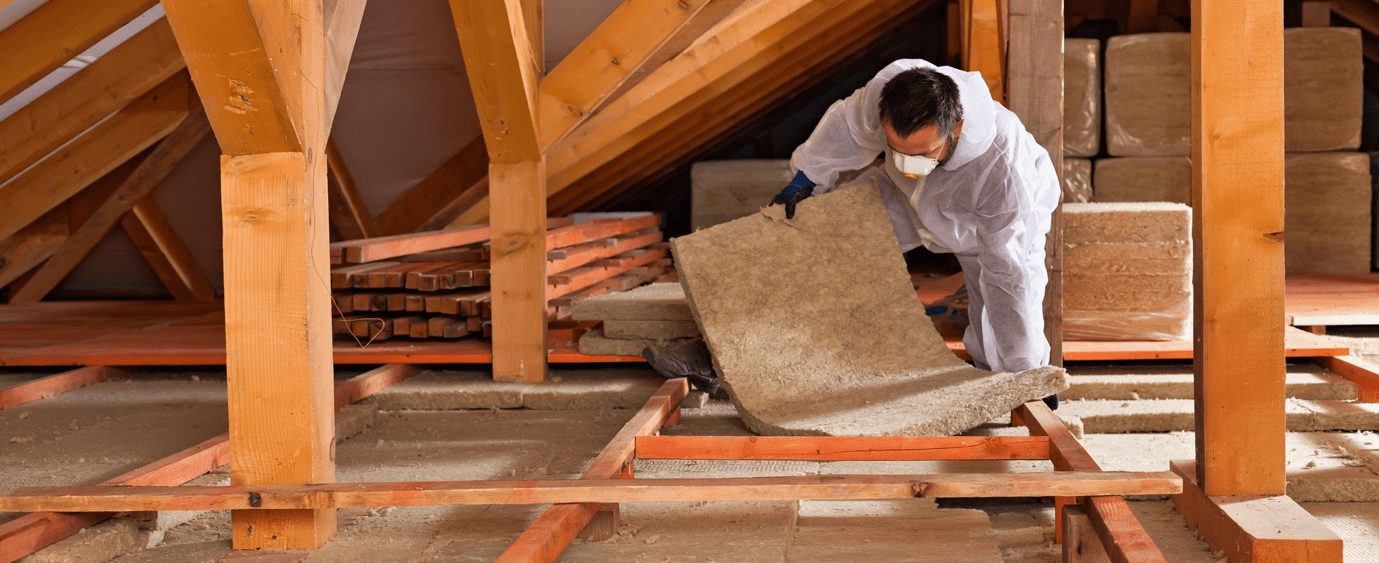  worker insulating a home.