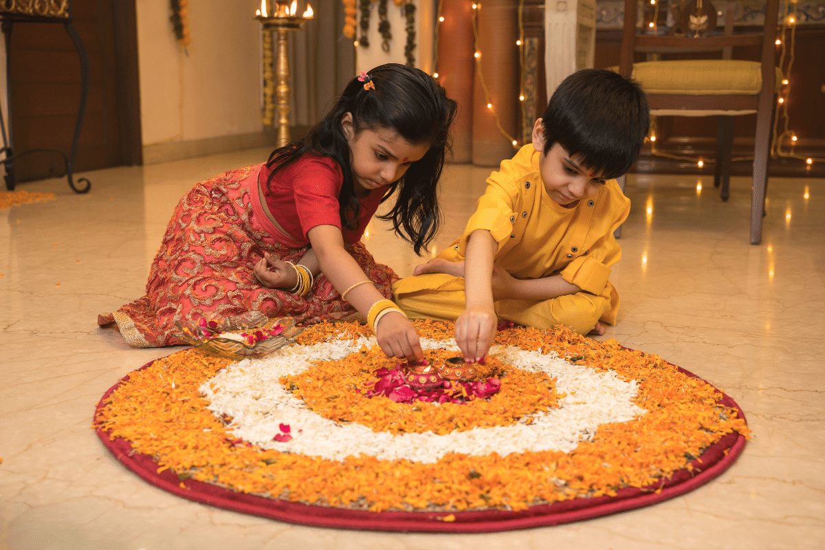 Use flowers for rangoli