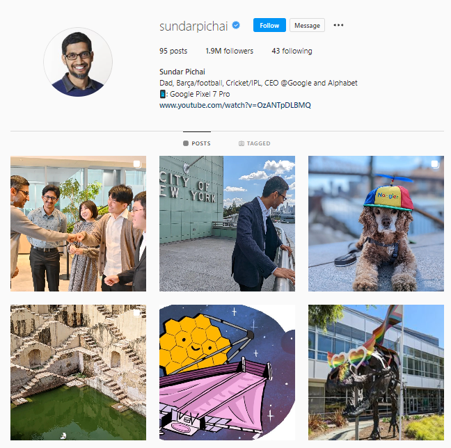 Sundar Pichai Instagram