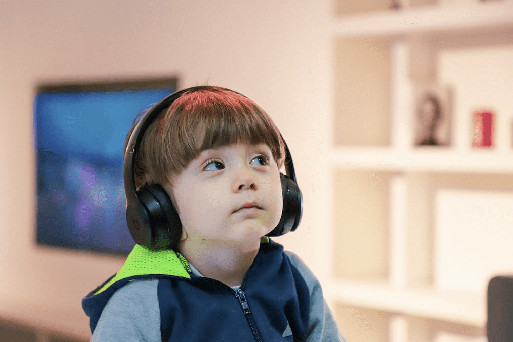 A child listening to music 
