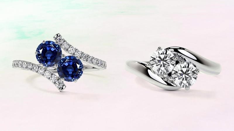 two-stone sapphire and diamond ring