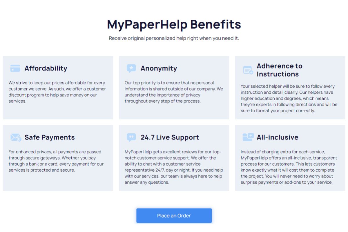 MyPaperHelp benefits
